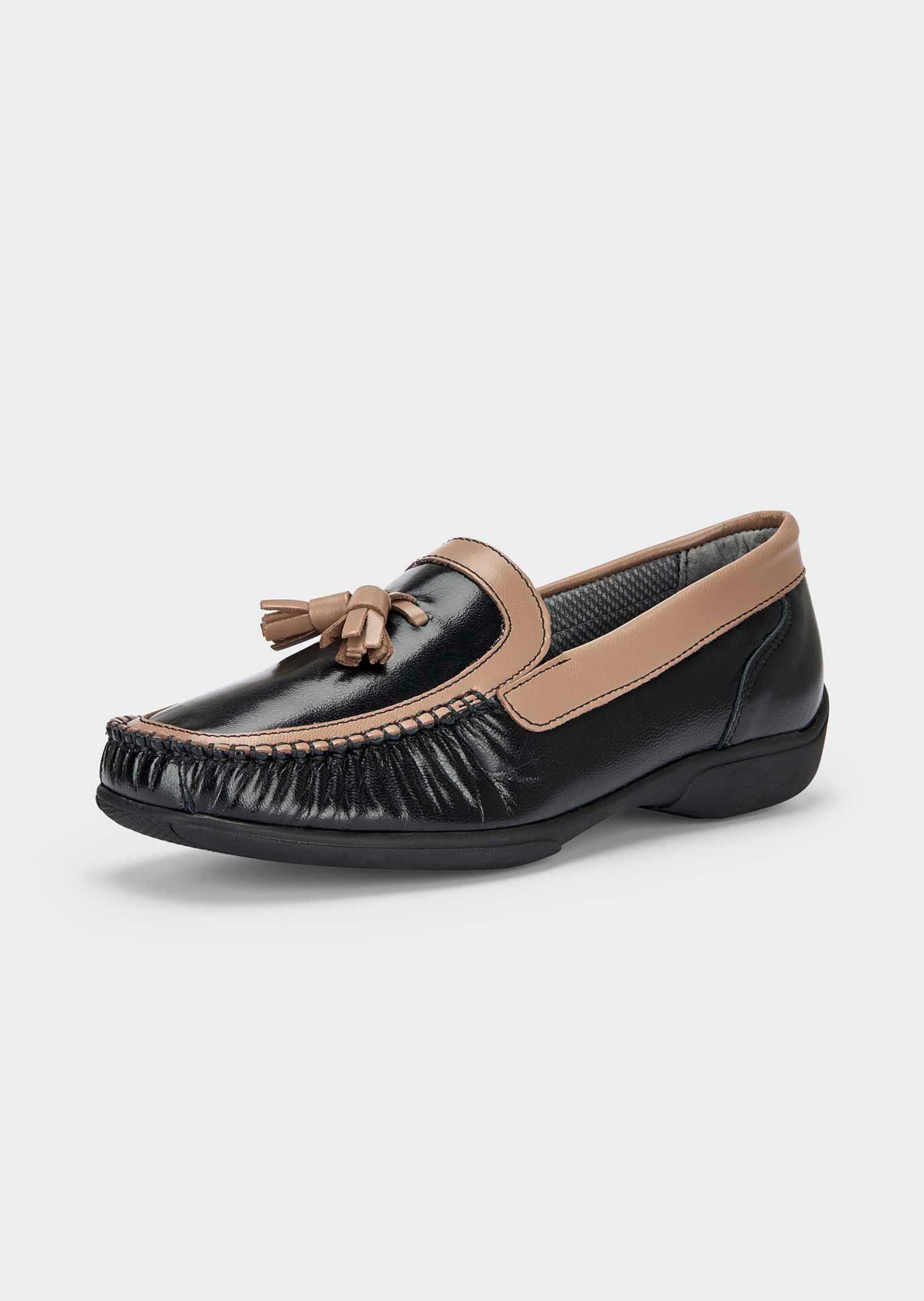 Leren mocassins met decoratief kwastje