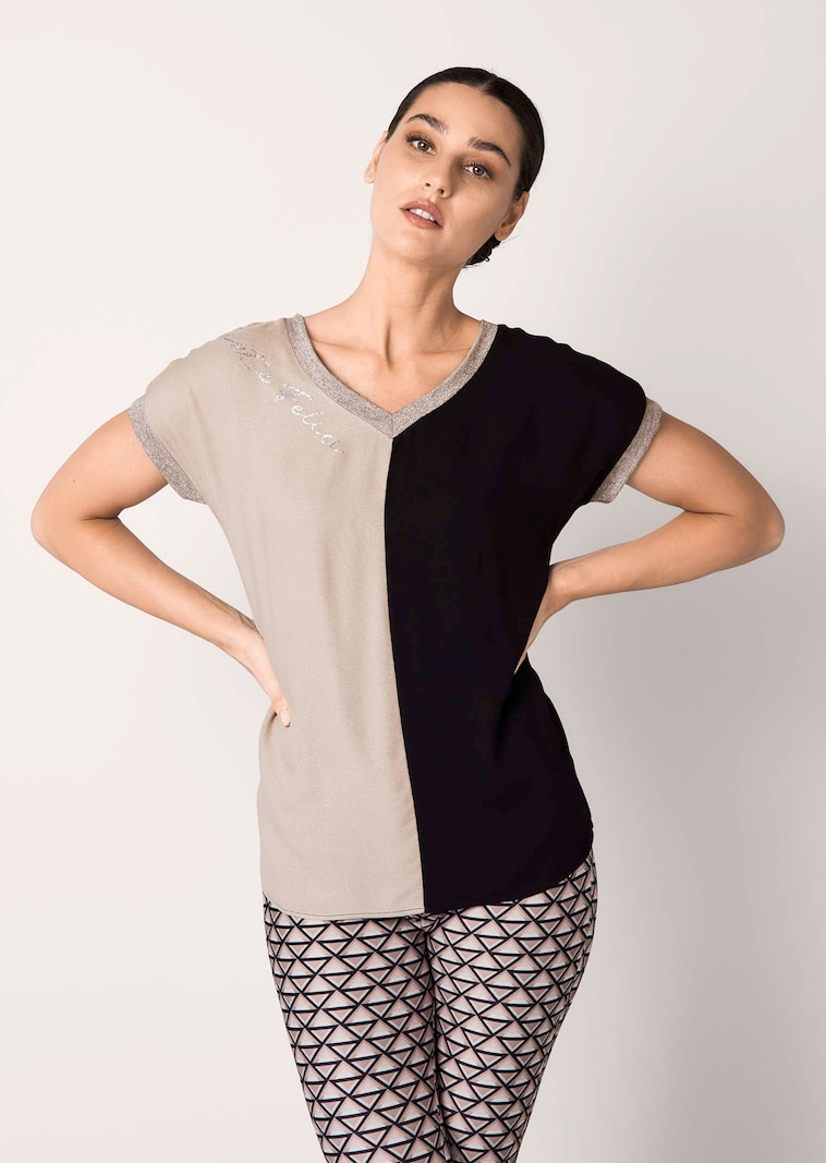 Shirt im Materialmix