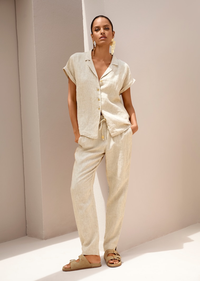 Lässiges Leinenhemd mit Reverskragen