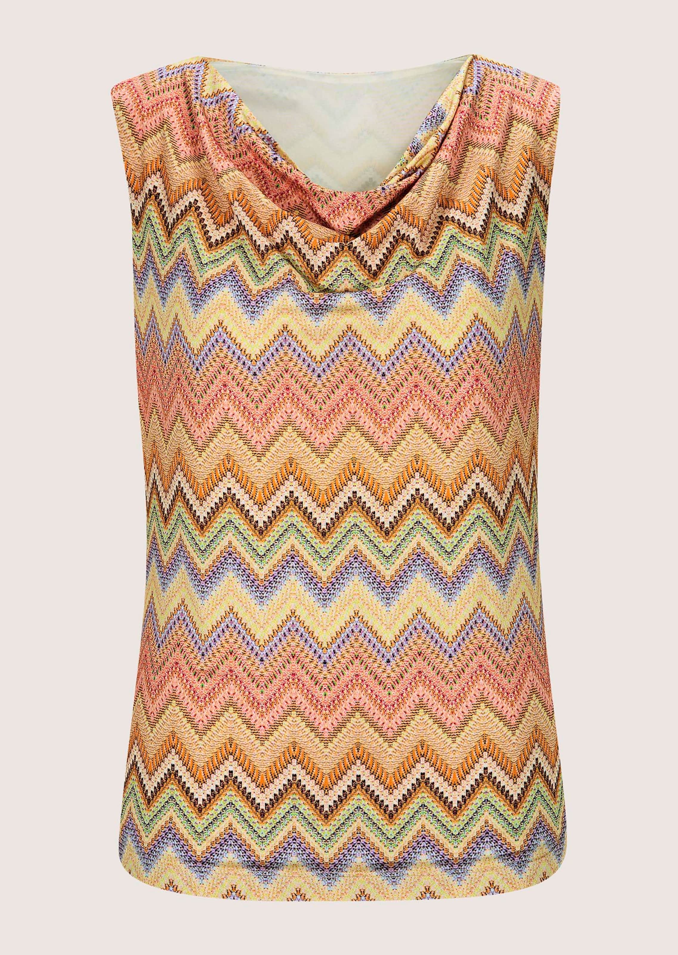 Shirt mit Wasserfallkragen und Zickzackprint