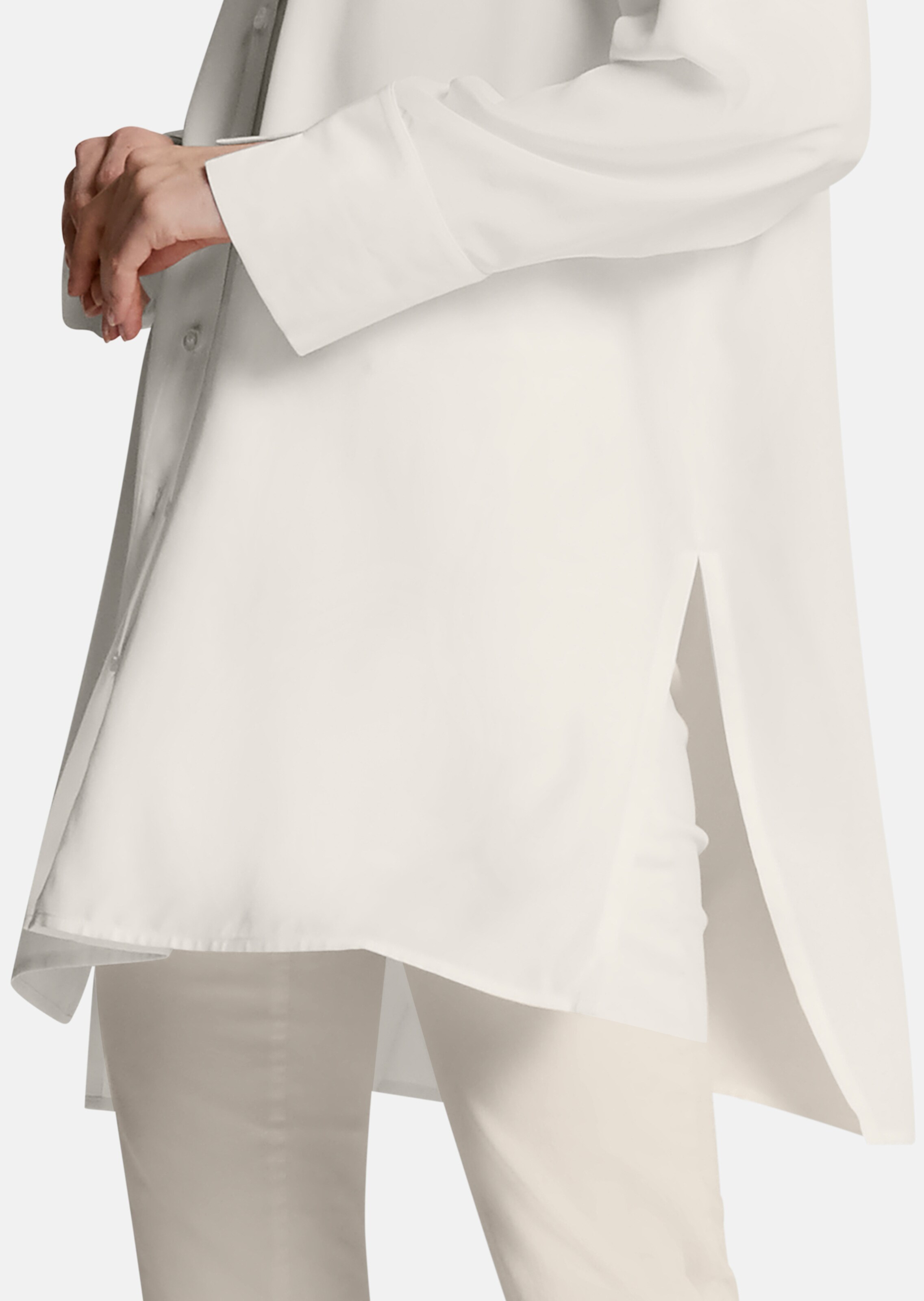 Long shirt with side slits in cream MADELEINE Fashion