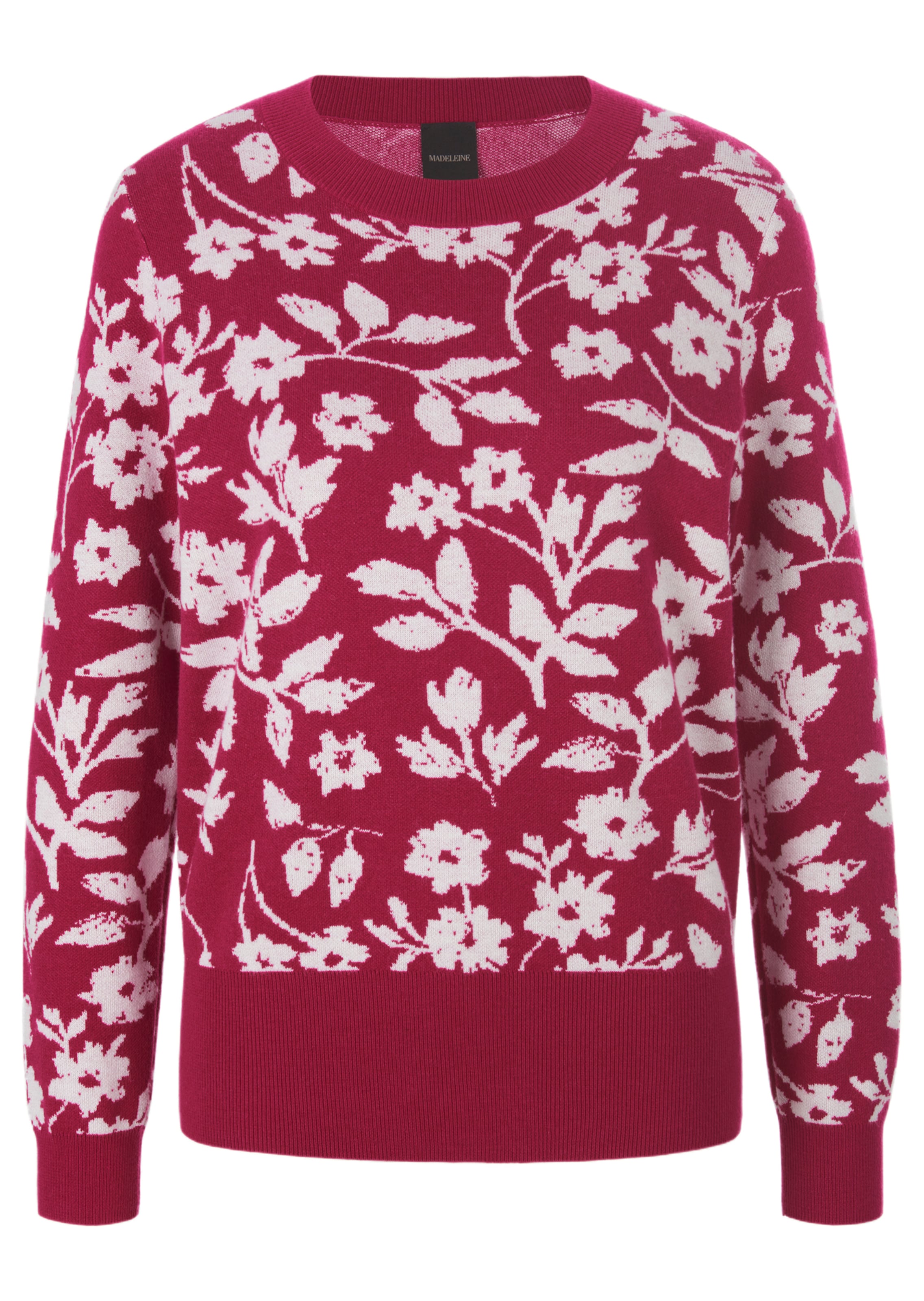 Jacquard trui met bloemendessin