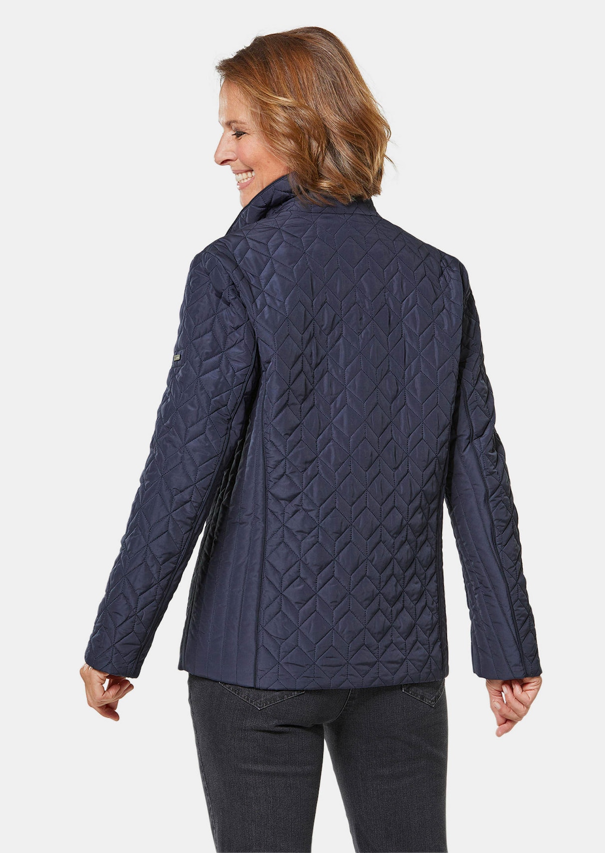 Veste matelassée femme bleu foncé et tweed - imperméable et chic - 180 Veste matelassée femme bleu foncé et tweed - imperméable et chic - 180