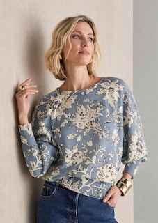 Kaschmirpullover mit Allover-Blütenprint thumbnail 7