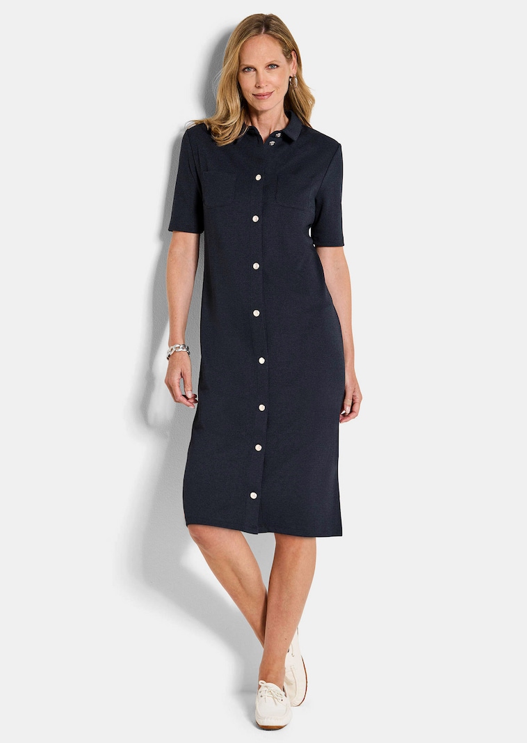 Maritimes Kleid aus Interlock Jersey
