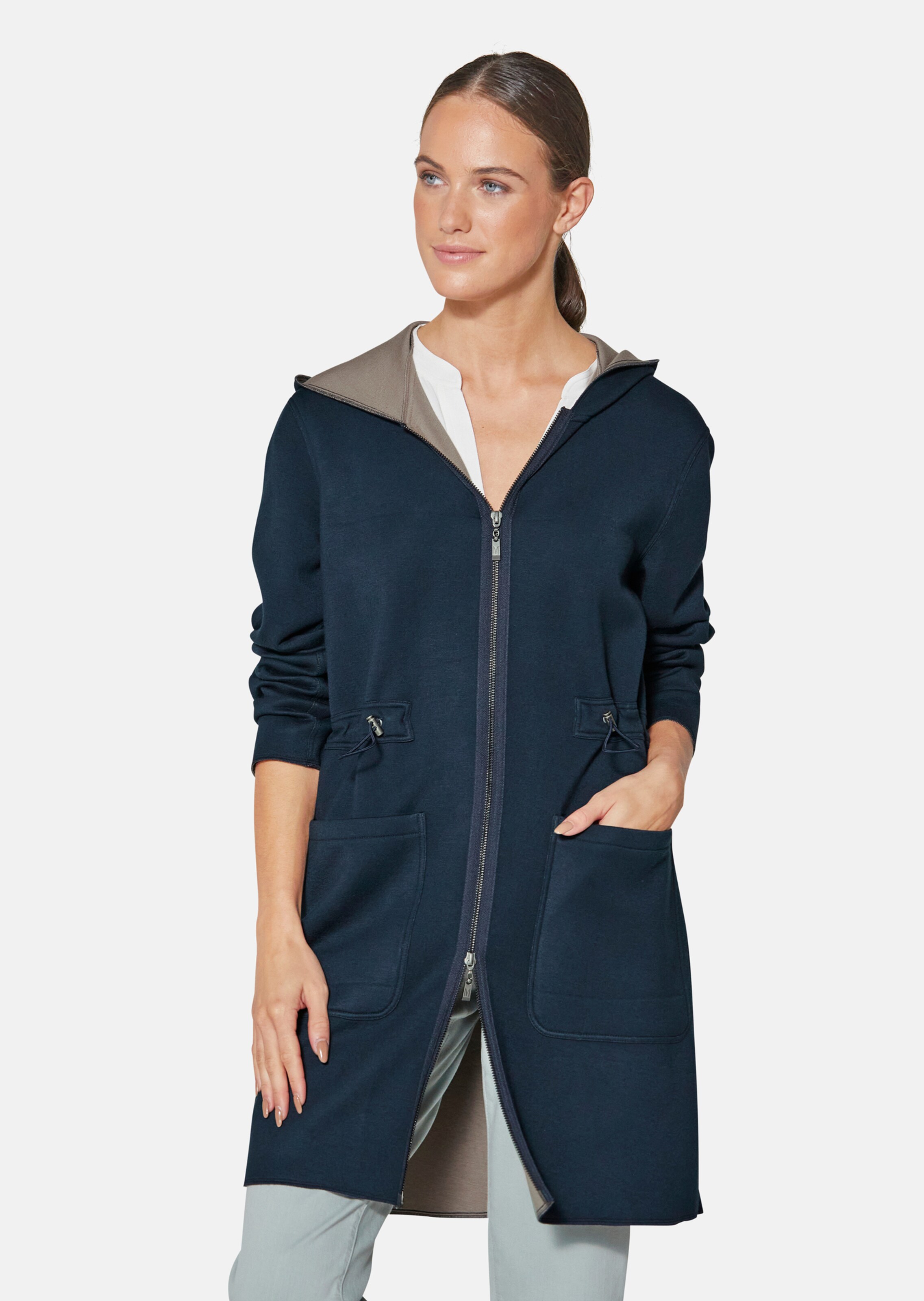 Lange Jersey-Jacke in Doubleface-Qualität