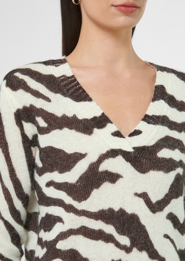 Zebra-Pullover mit flauschigem Alpaka 4