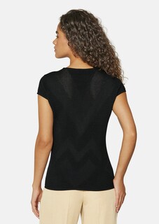 figurbetonter Kurzarm-Pullover mit Struktur-Muster thumbnail 3
