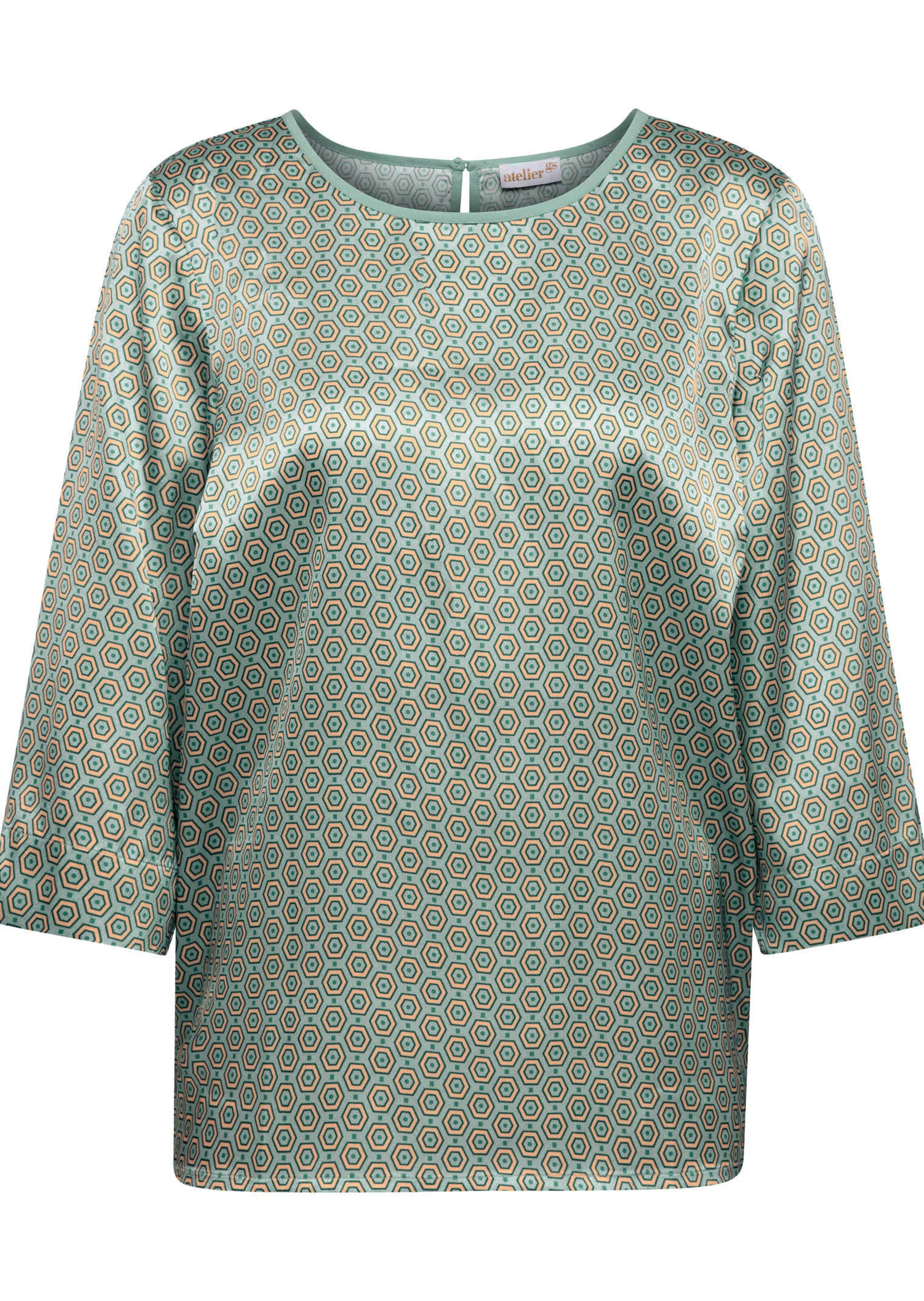 Modische Satinbluse mit brillanten Alloverdruck