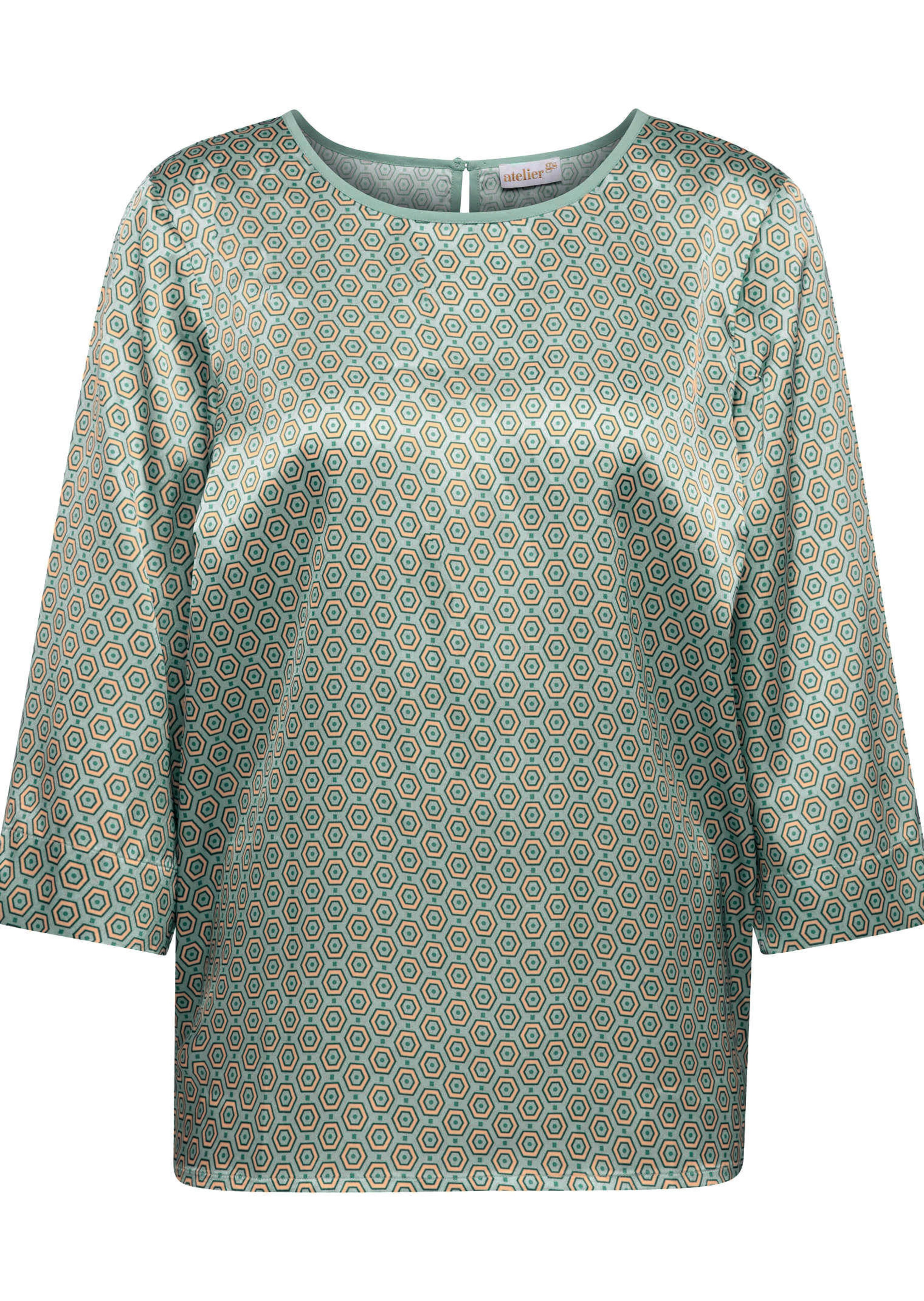 Modische Satinbluse mit brillanten Alloverdruck