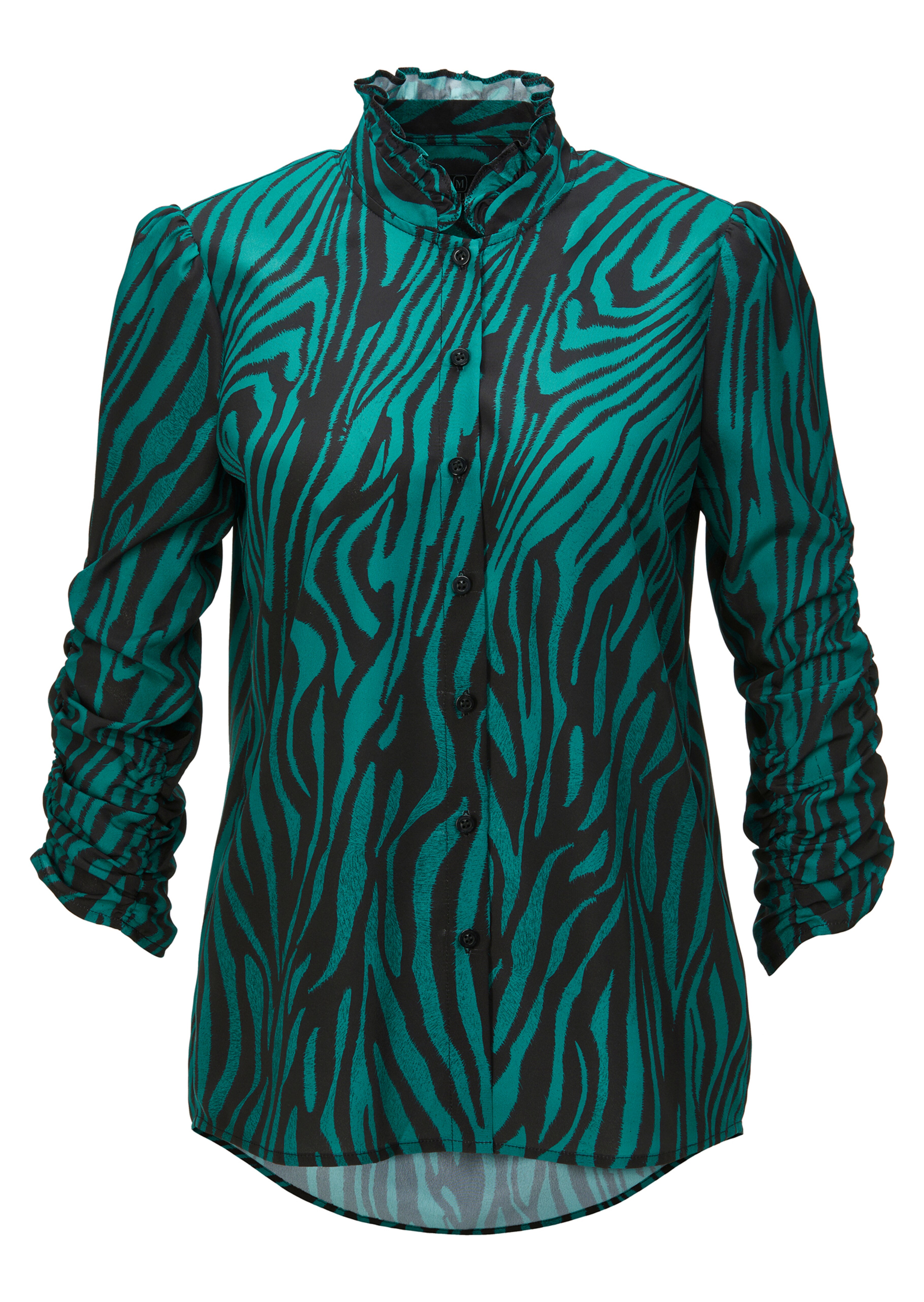 Bluse mit Animal-Print und femininen Details