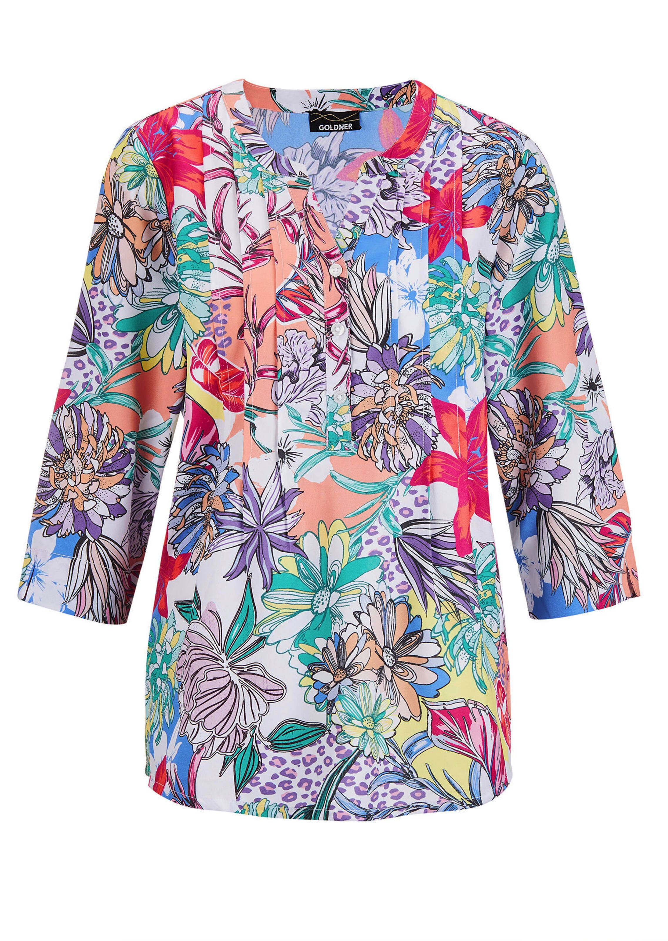 Farbbrillante Druckbluse mit liebevollen Details