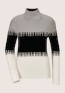 Rippstrick-Pullover mit Blockstreifen und Stehkragen thumbnail 6