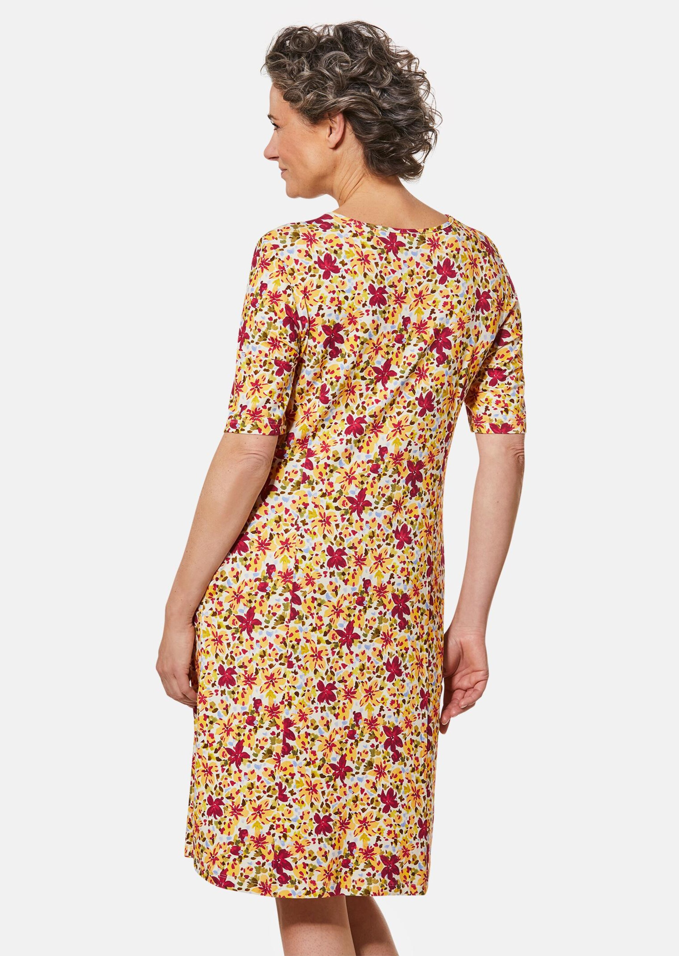 Robe en jersey extensible à imprimé moderne - multicolore / à fleurs - Gr. 48 de Goldner Fashion