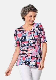 Gedessineerd shirt met ronde hals en korte mouwen thumbnail 1