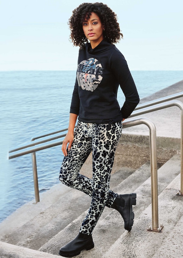 Bedrucktes Sweatshirt mit Glanzakzenten 6