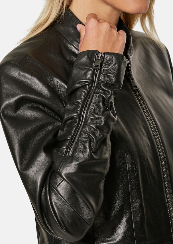 Simple leather jacket made from lamb nappa 4