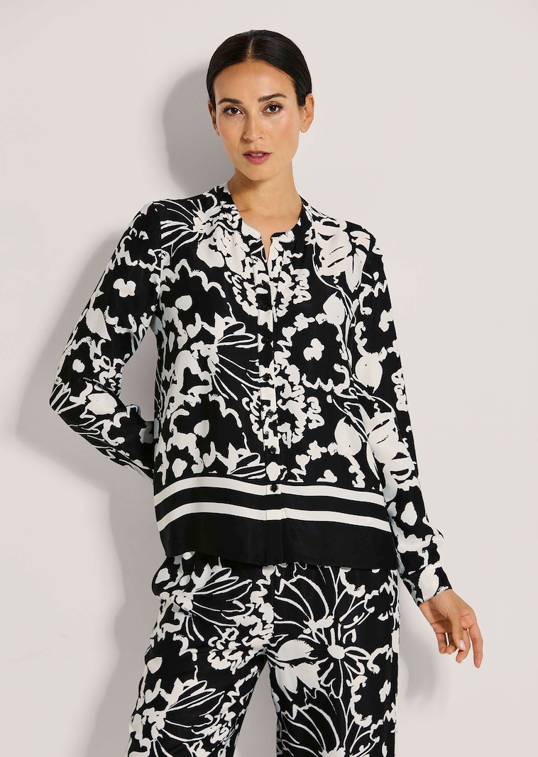 Rundhals-Bluse mit Unikat-Print