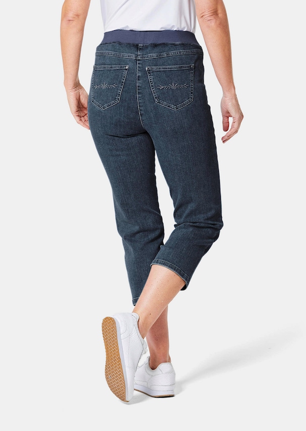 3/4-jeans Louisa met comfortabele, elastische jerseyband en borduursel 2