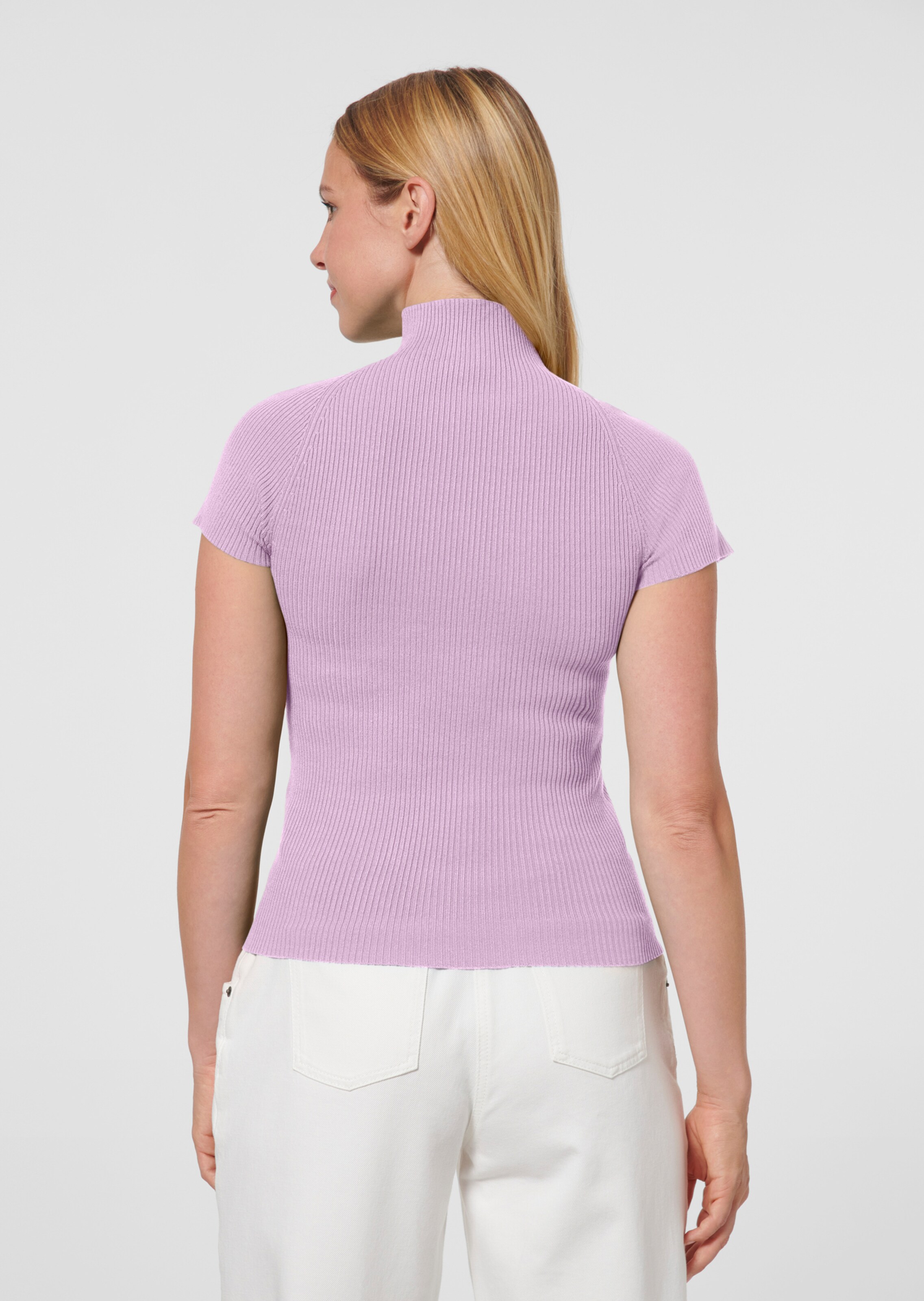 Damen Strickpullunder Mit Blumen - Kurzarm Pullover Im Blumenmuster