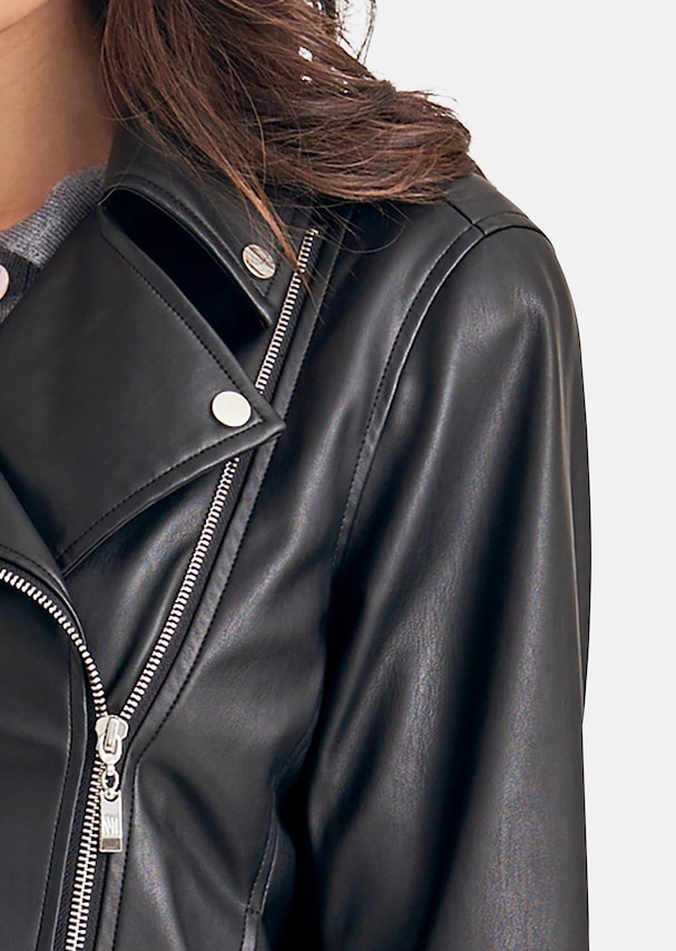 Biker-style faux leather jacket 2