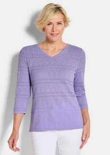 Leichter Strickpullover mit Ajourmuster thumbnail 1