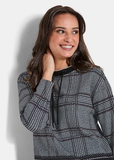 Sweatshirt met ruitpatroon en flockprint thumbnail 3