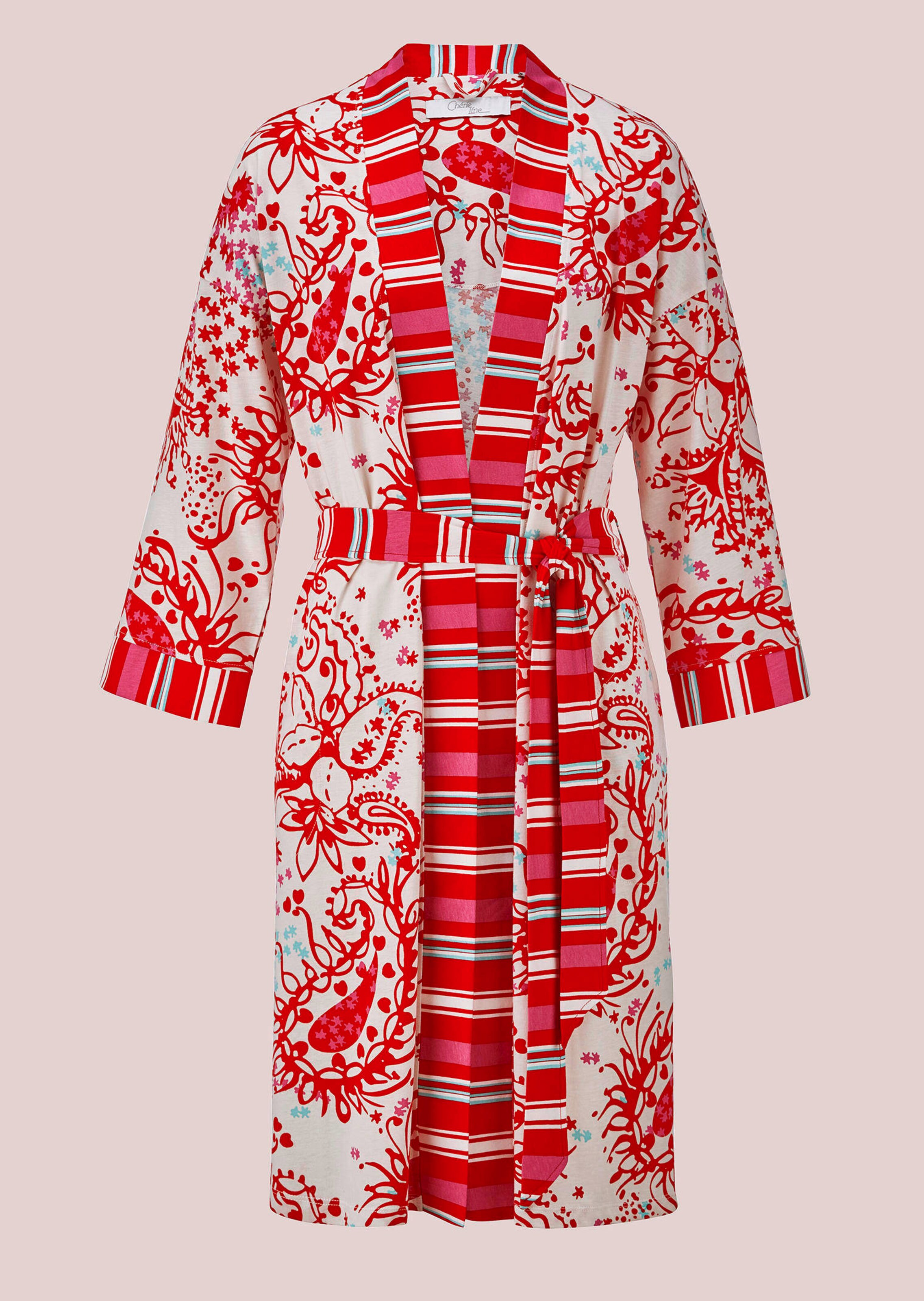 Hausmantel im farbharmonischen Mustermix