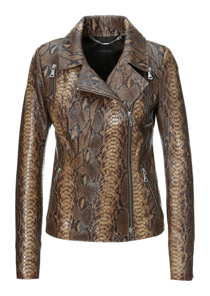 Leather jacket with foil print