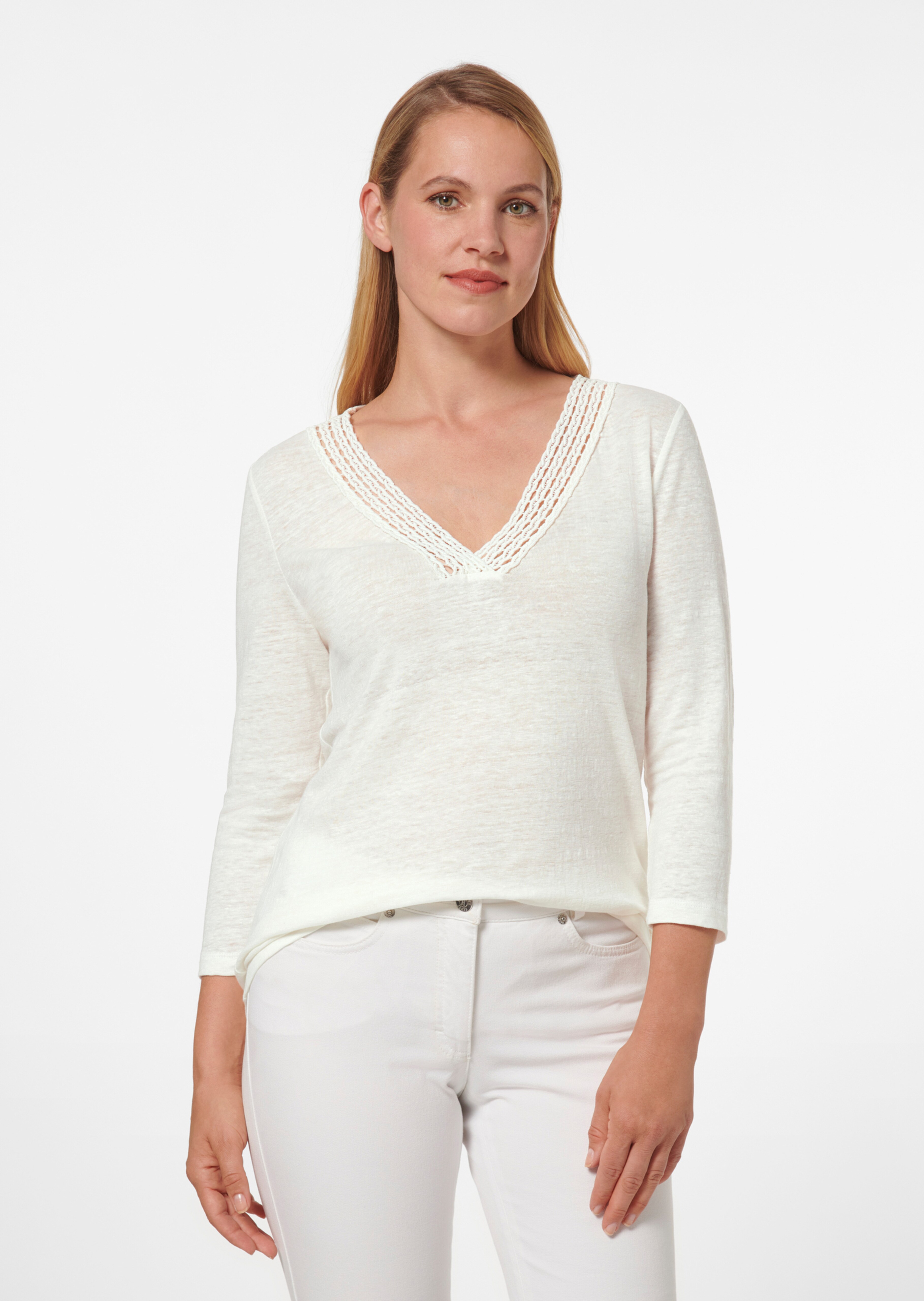 Leinen-Shirt mit 3/4-Ärmeln