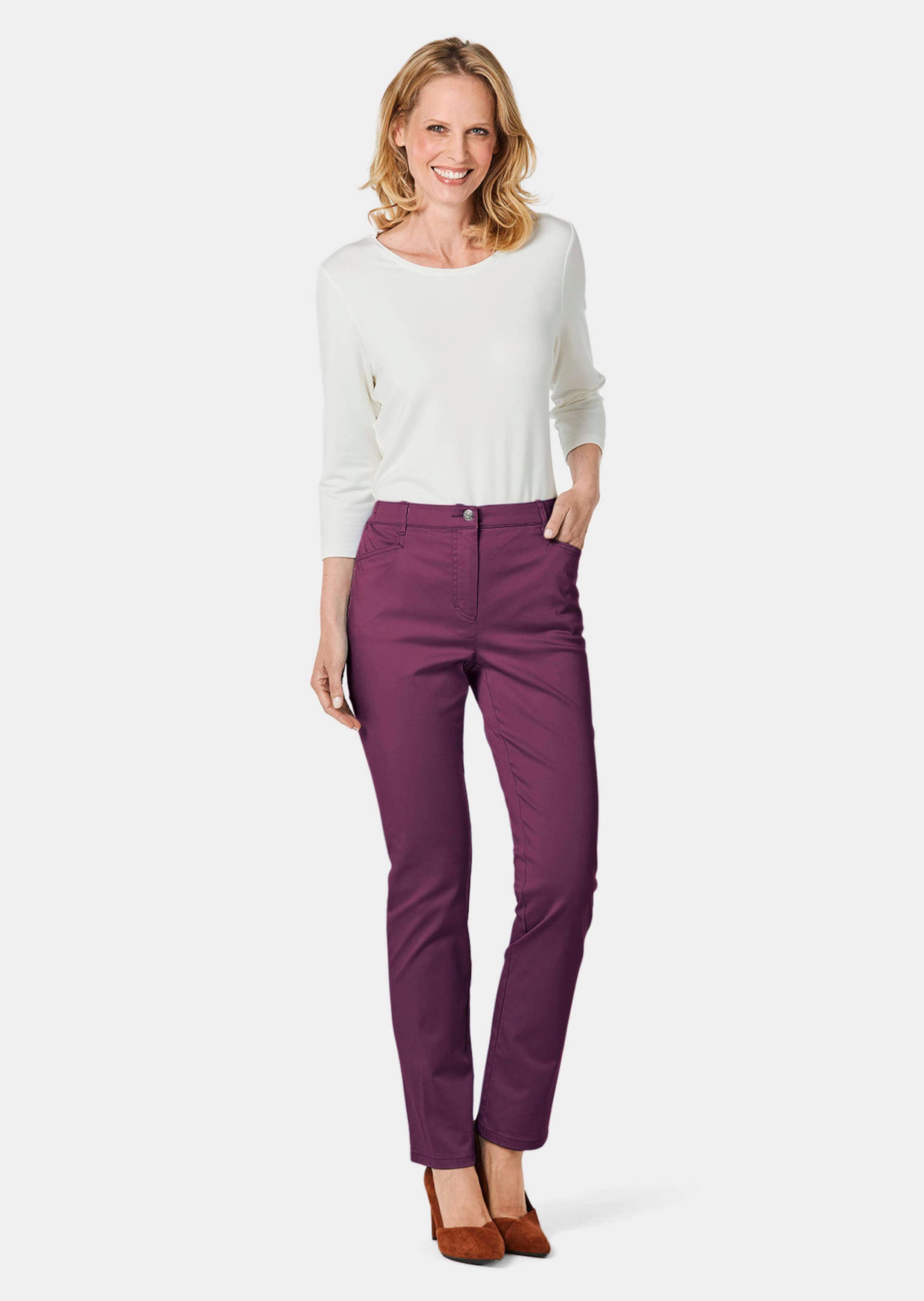 Pantalon léger en coton ANNA - aubergine - Gr. 285 de Goldner Fashion
