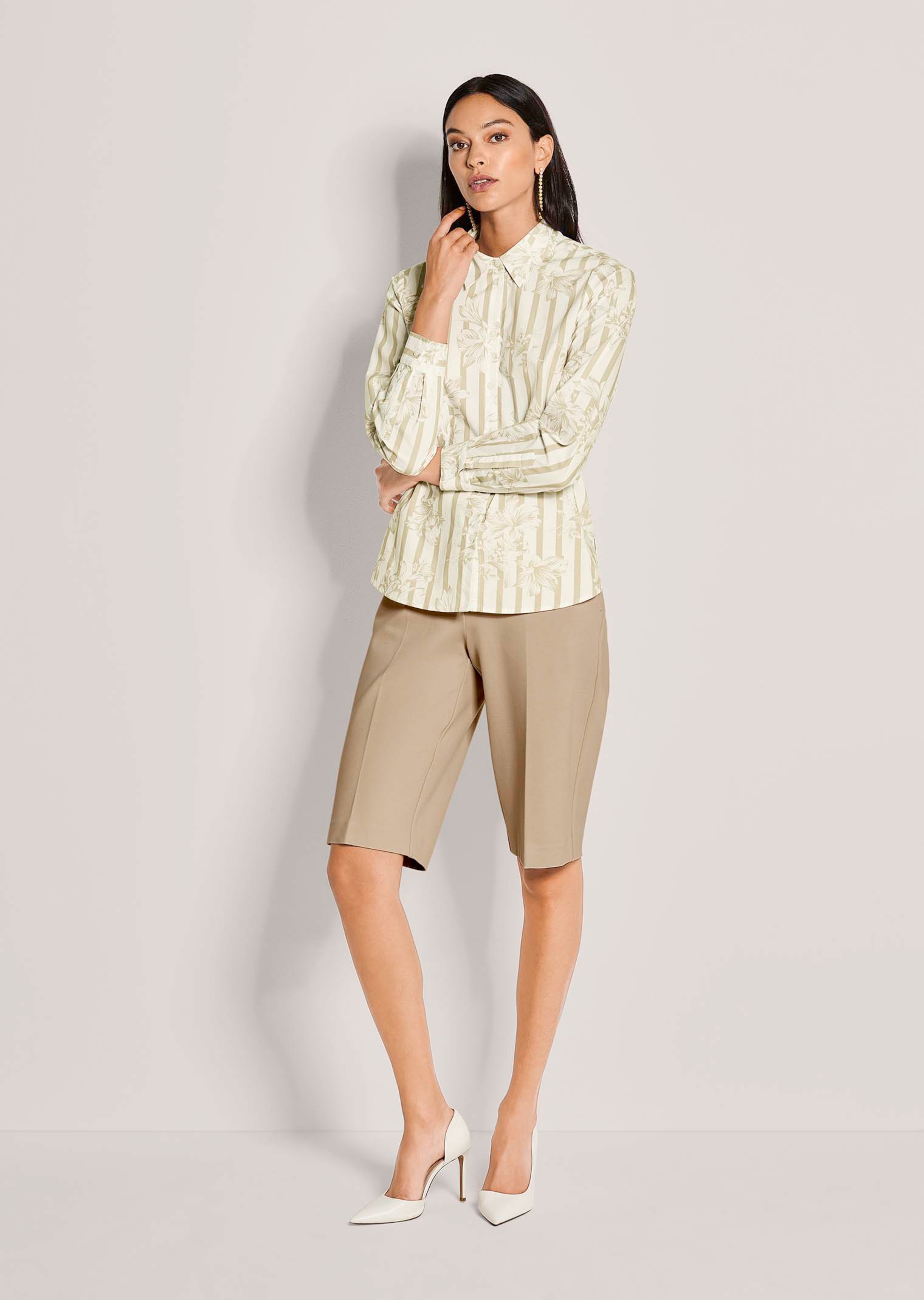 Cotton shirt in a mixed-knit pattern