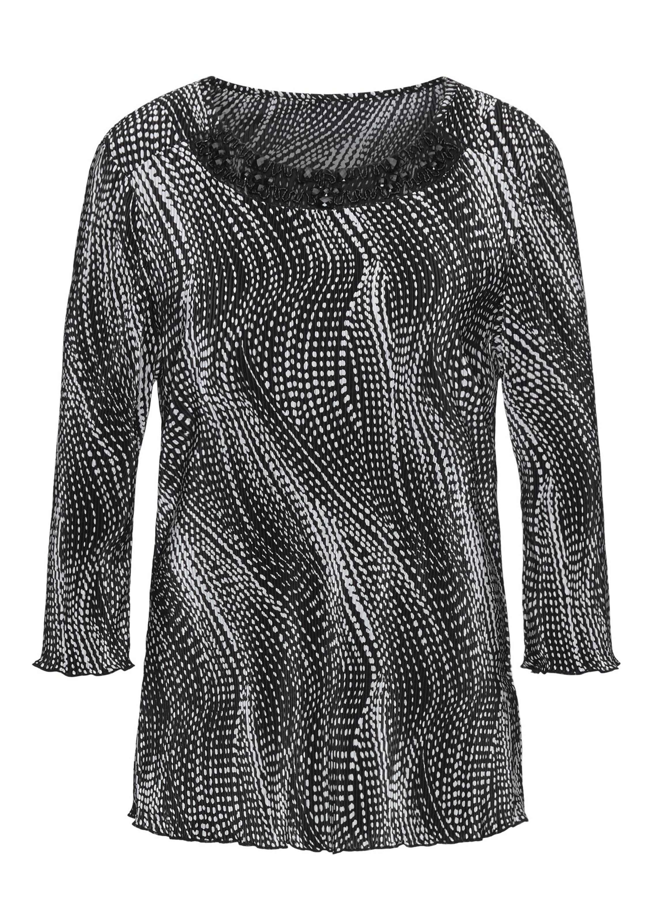 T-shirt plissé avec un bel élément décoratif - schwarz / weiß / à motifs - Gr. 25 de Goldner Fashion