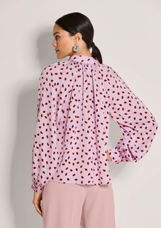 Bluse mit Kussmund-Print und Bindeband thumbnail 3