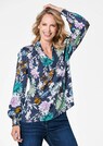 Gedessineerde blouse met smokdetails thumbnail 1