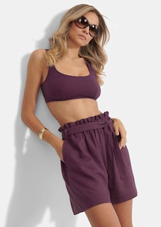 Linnen short met elastische tailleban thumbnail 3