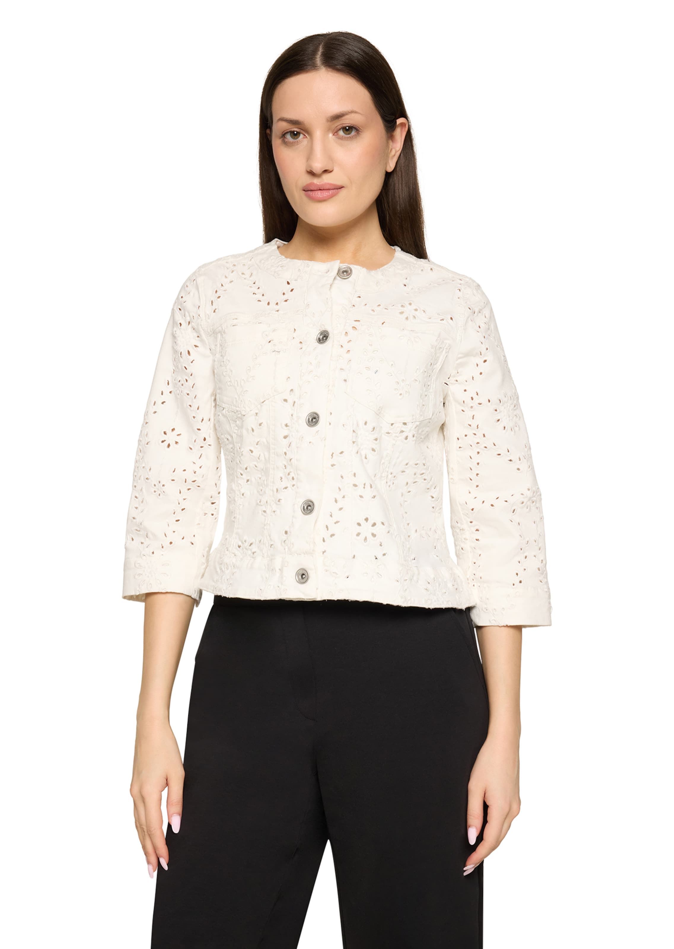 Veste courte avec broderie florale ajourée