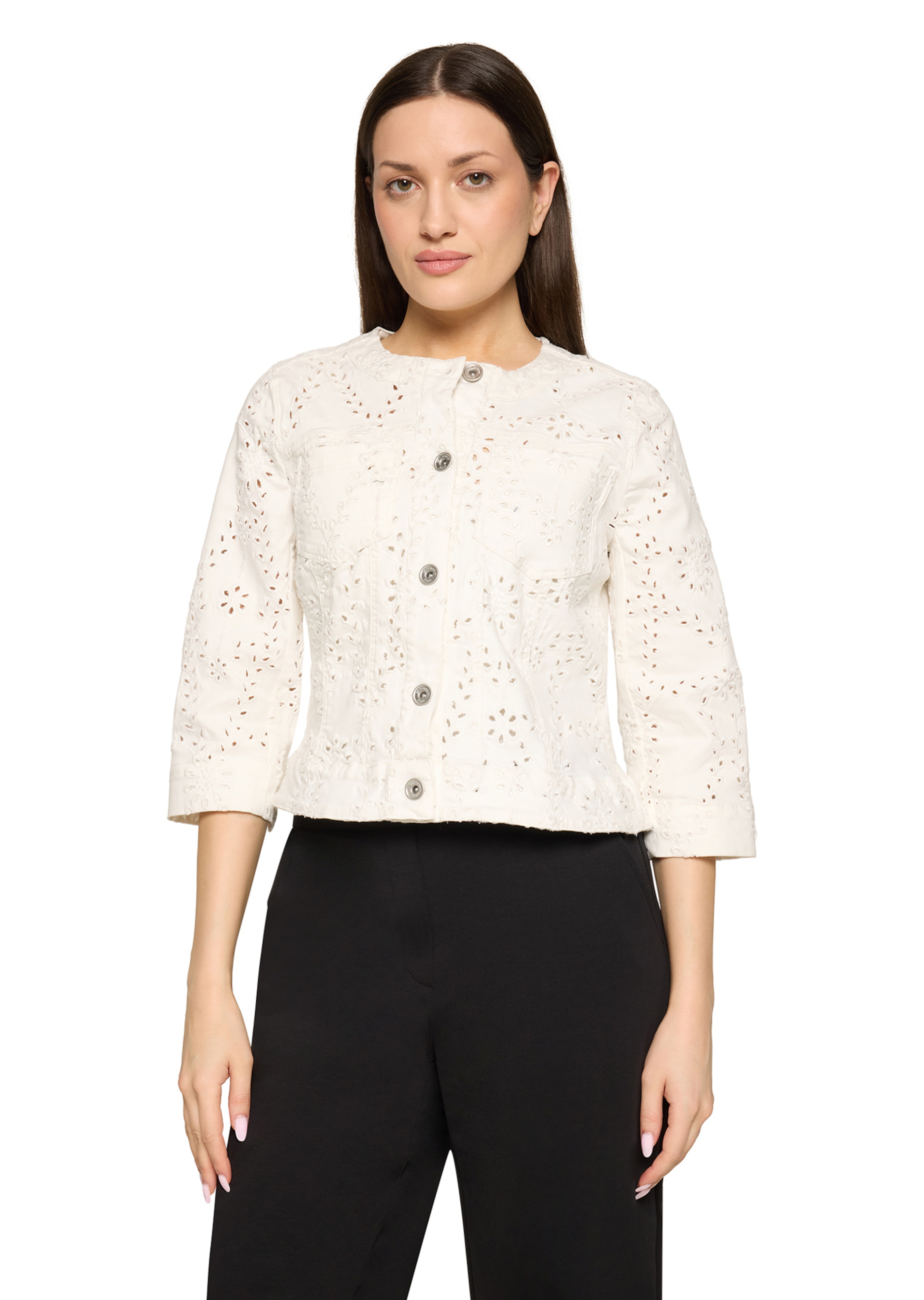 Veste courte avec broderie florale ajourée