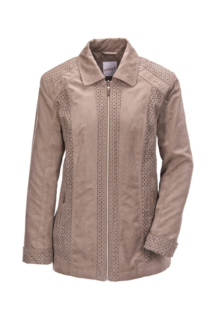 Velourslederimitat-Blazer mit Perforierung