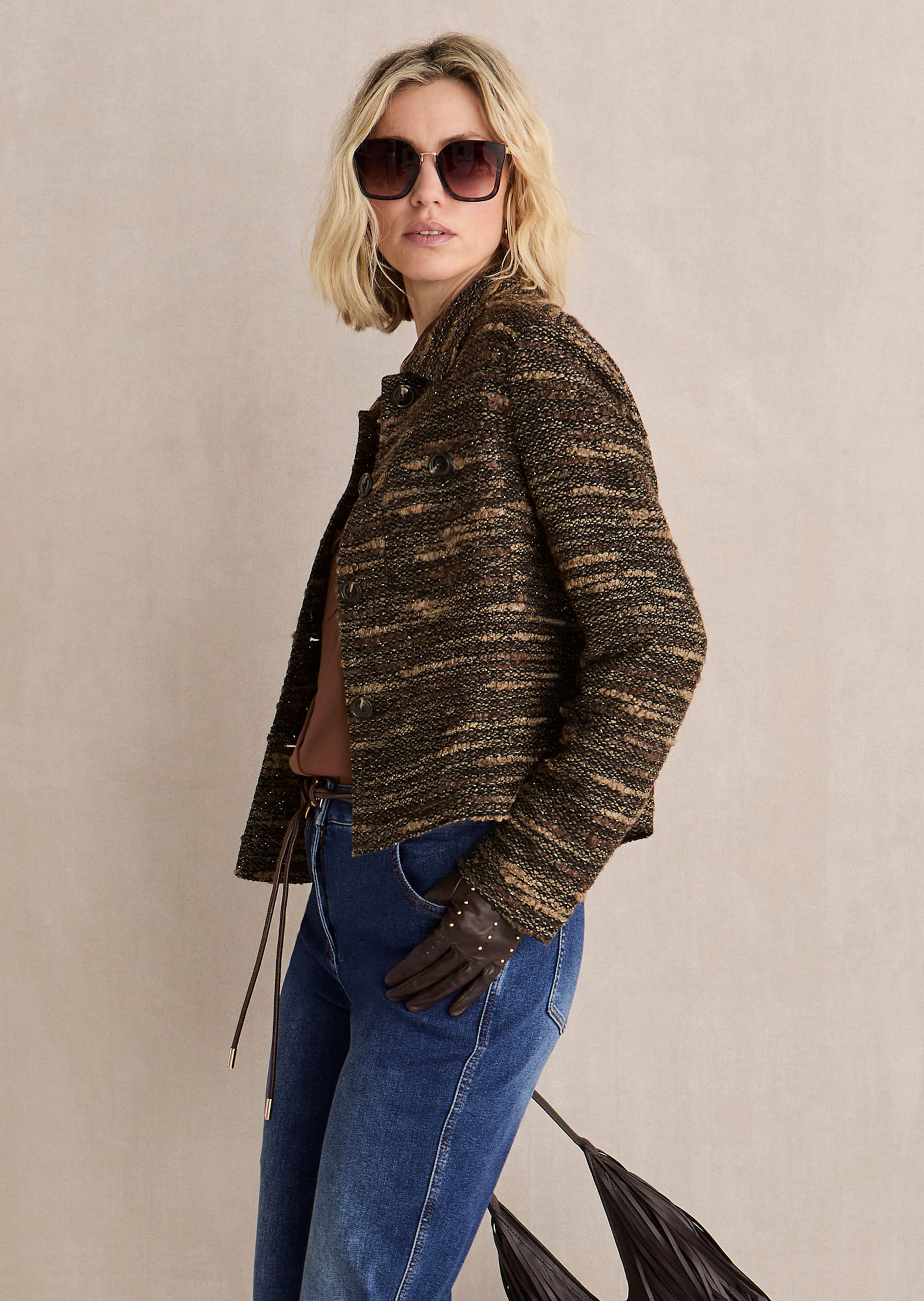 Tweed-Blazer mit Boxy-Cut