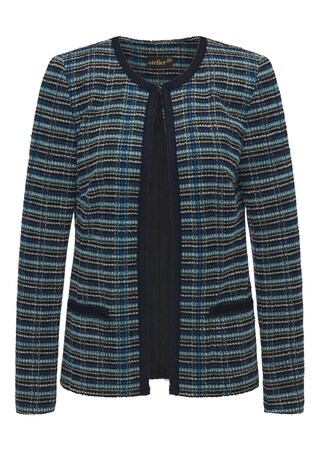 petrol / gemustert Eleganter Tweed-Blazer mit Glanzgarnen