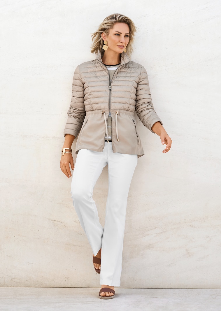 Stehkragen-Jacke im Material-Mix