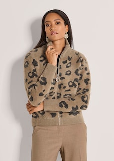Jacquard-Strickblouson mit Leopardenmuster thumbnail 1