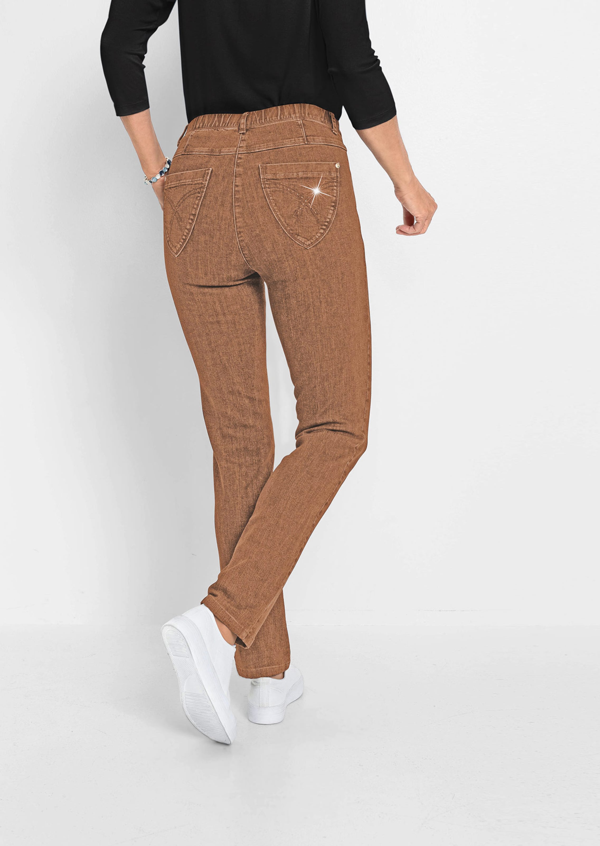Jean avec pierres scintillantes - camel - Gr. 215 de Goldner Fashion