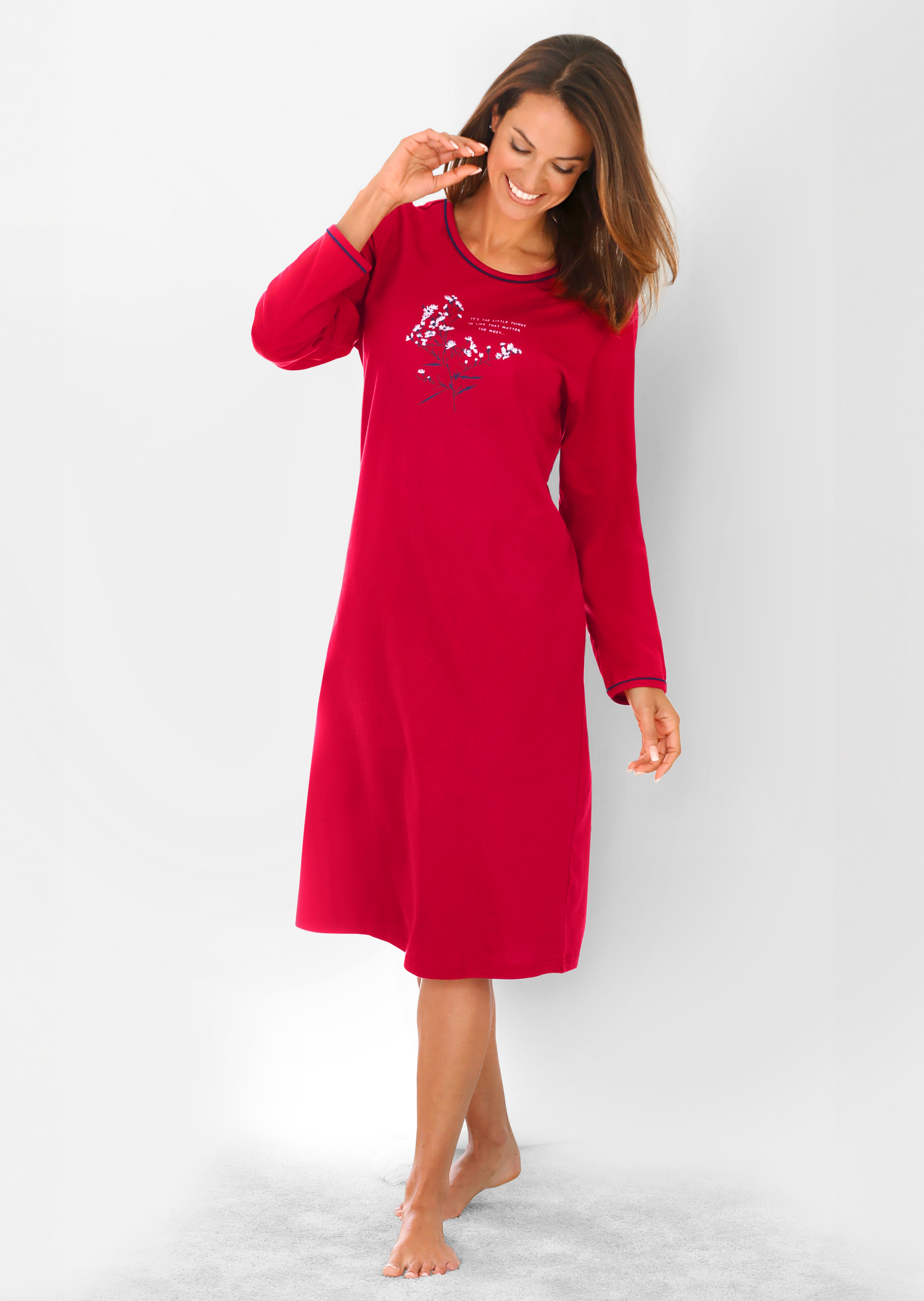 Chemise de nuit en coton à manches longues