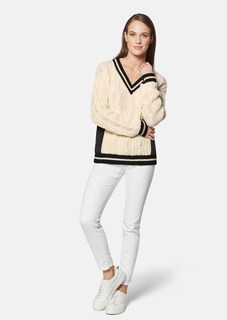 Zopfmuster-Pullover mit wattierten Steppeinsätzen thumbnail 2