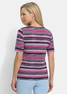 Baumwollshirt mit künstlerischem Streifendessin thumbnail 3