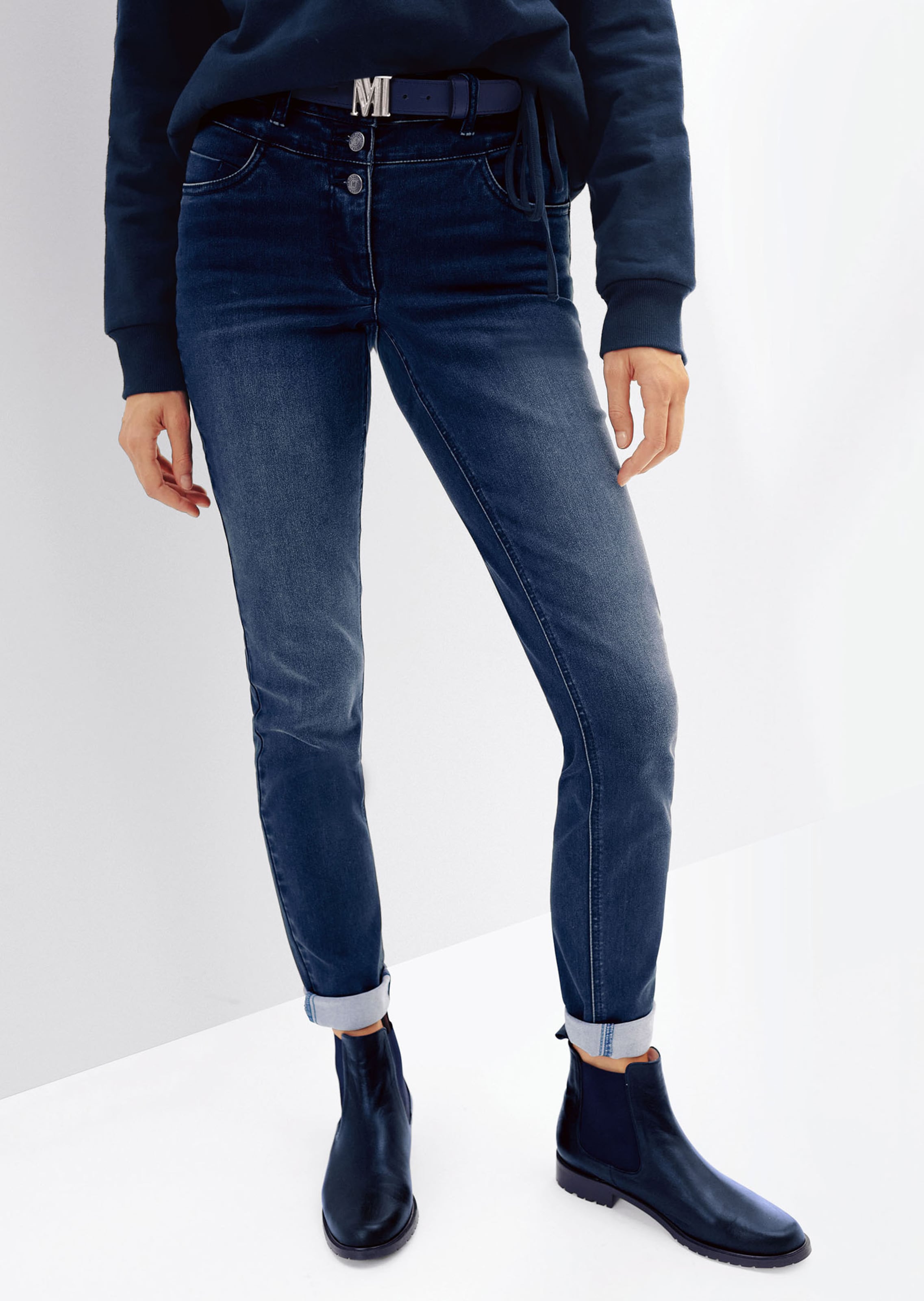 Jean Power Stretch Taille haute sur vert pastel | Vetement