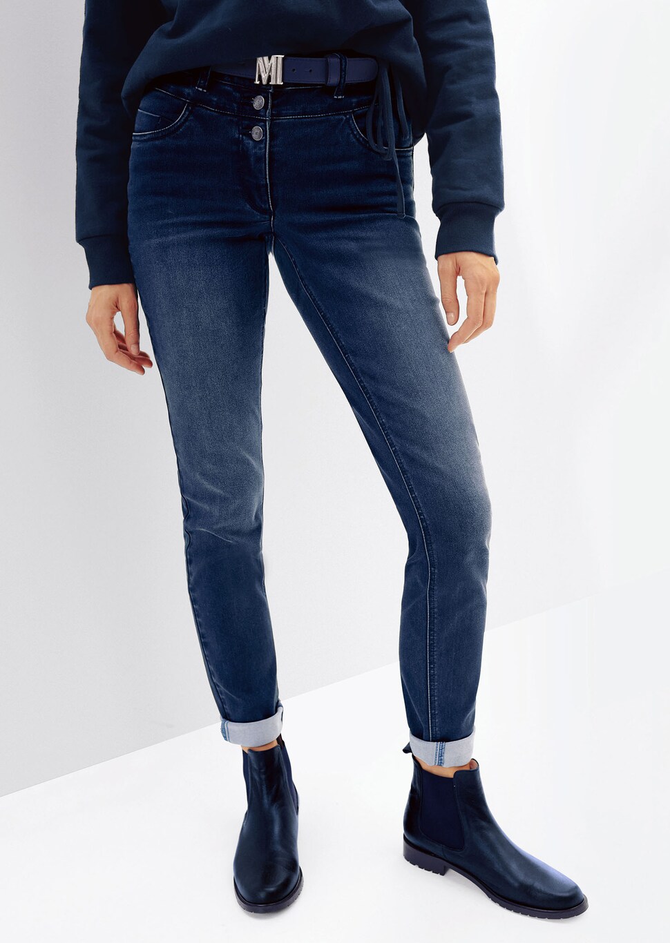 Jean Power Stretch Taille haute sur vert pastel | Vetement Jean Power Stretch Taille haute sur vert pastel | Vetement