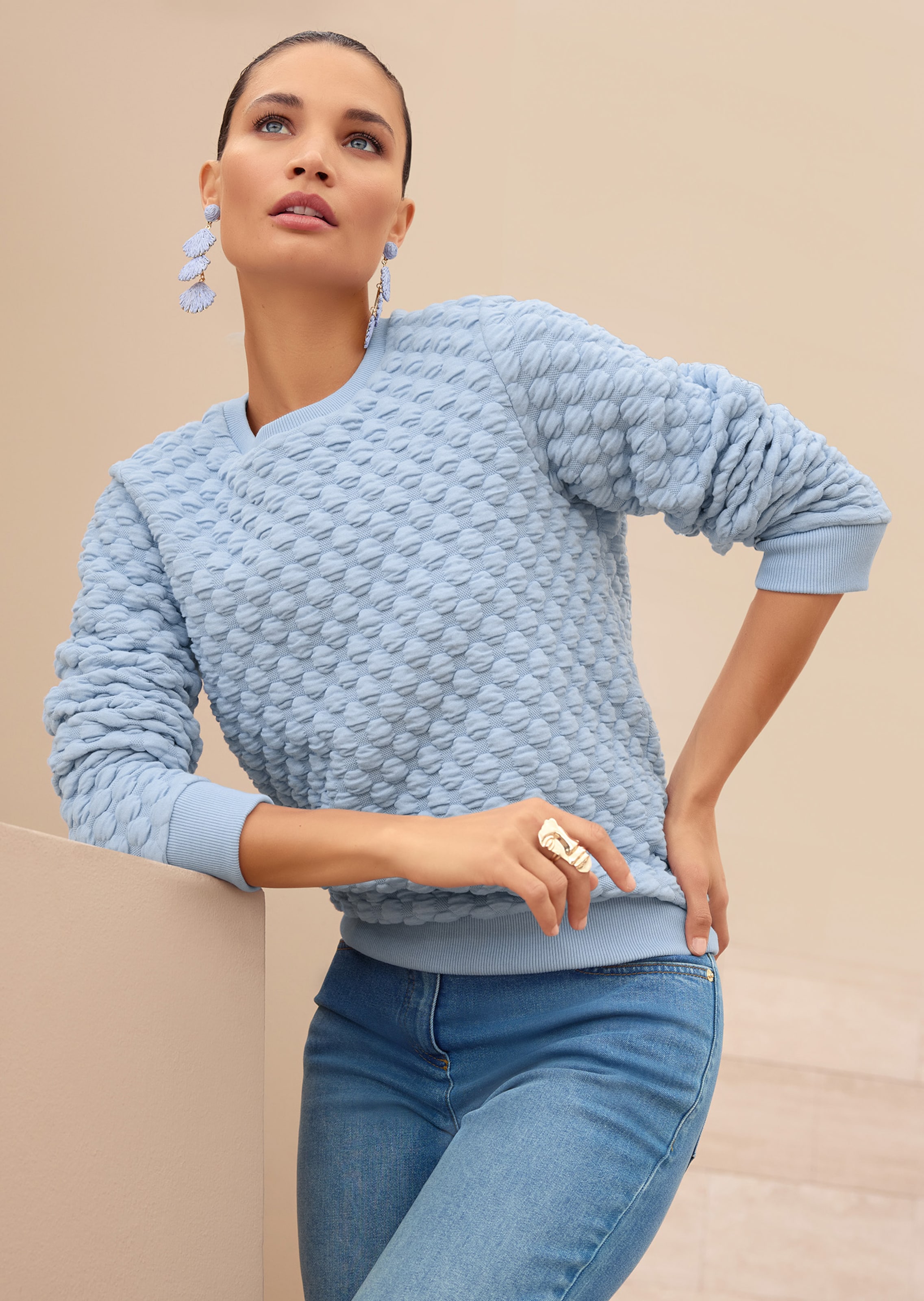 Sweatshirt mit Cloqué-Struktur